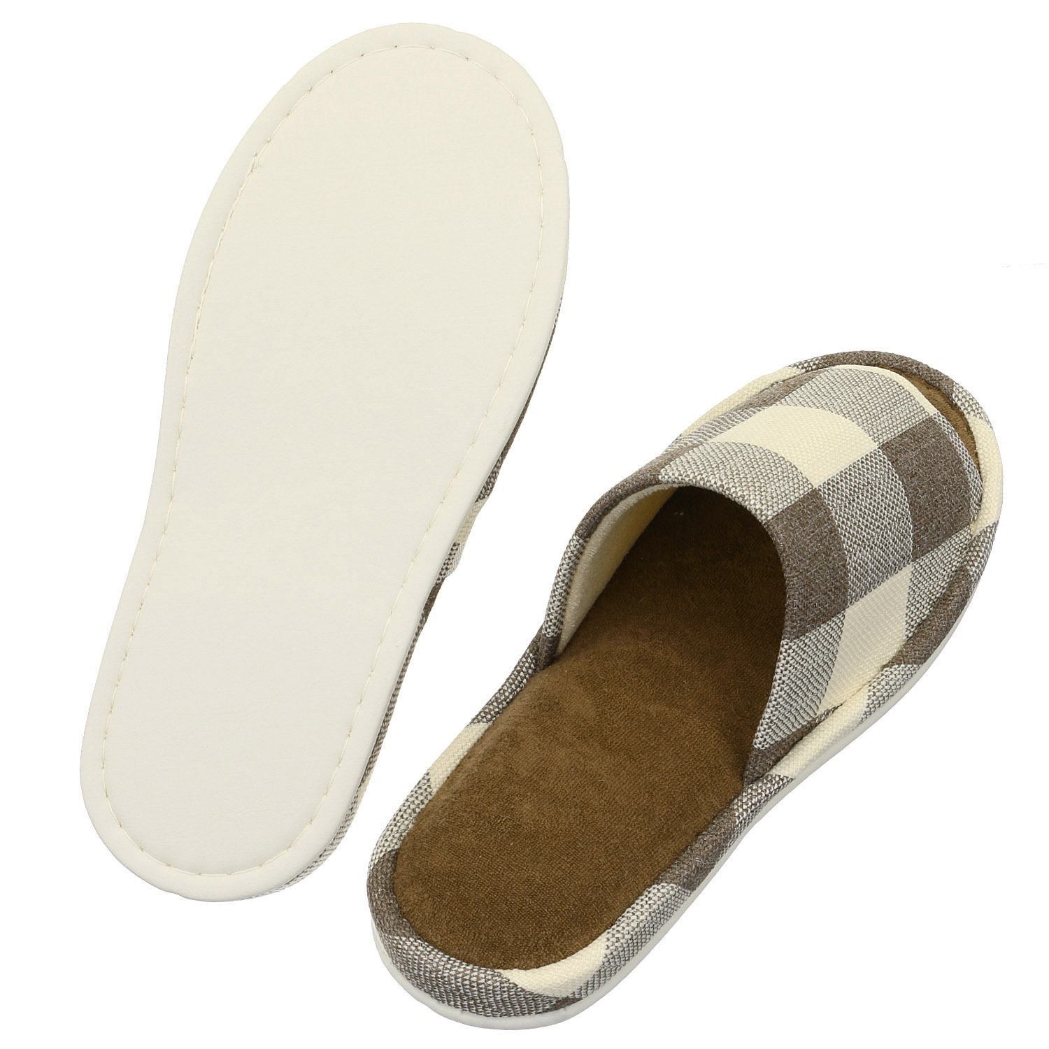 ナチュラルチェック前開きスリッパL - 画像2