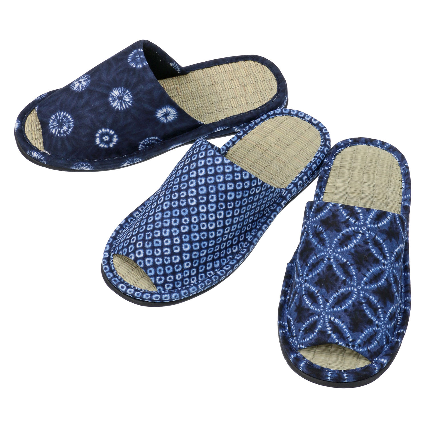 絞り藍染め畳中スリッパ