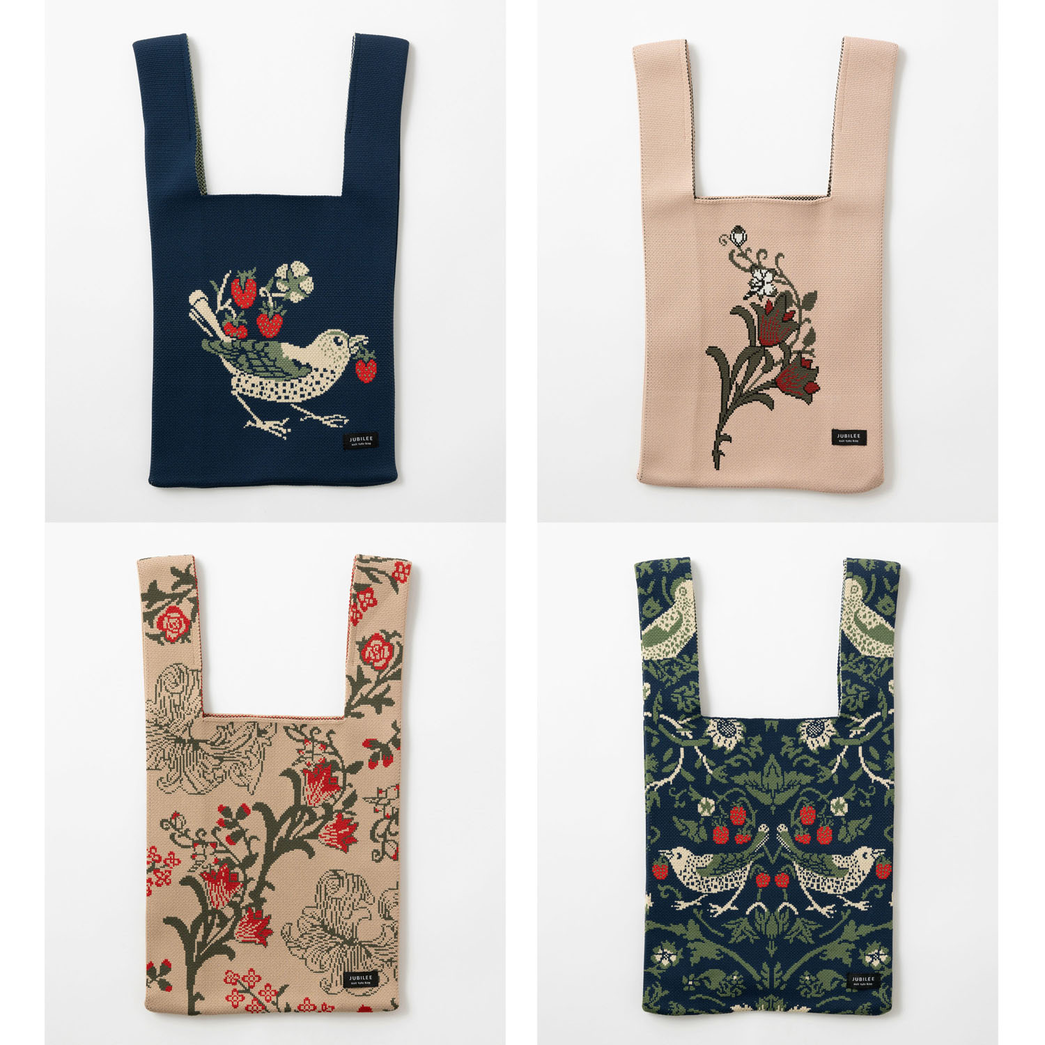 ニットトートバッグ ウィリアムモリス柄