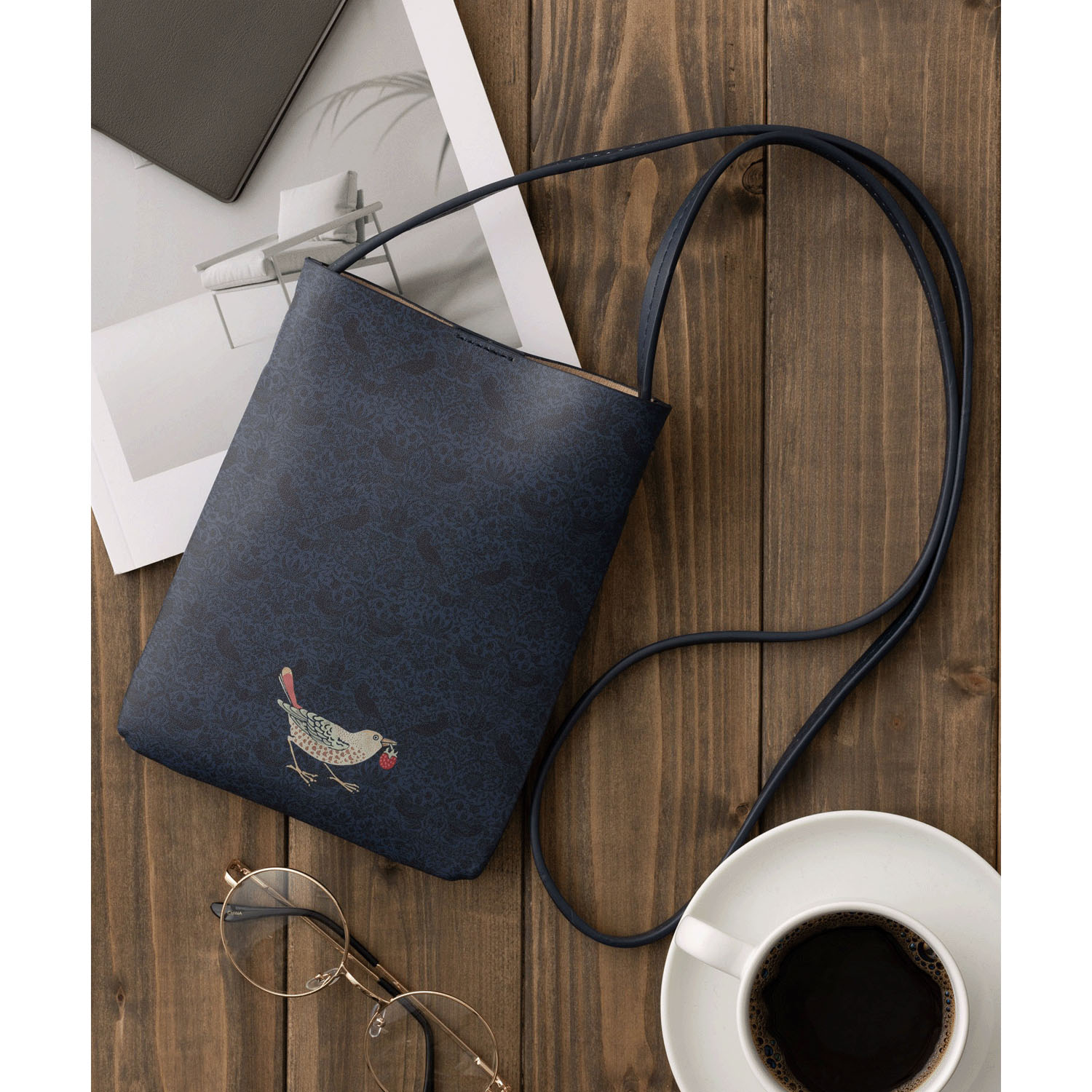 ウィリアムモリス柄 PUレザーミニショルダーバッグ サコッシュ - 画像9