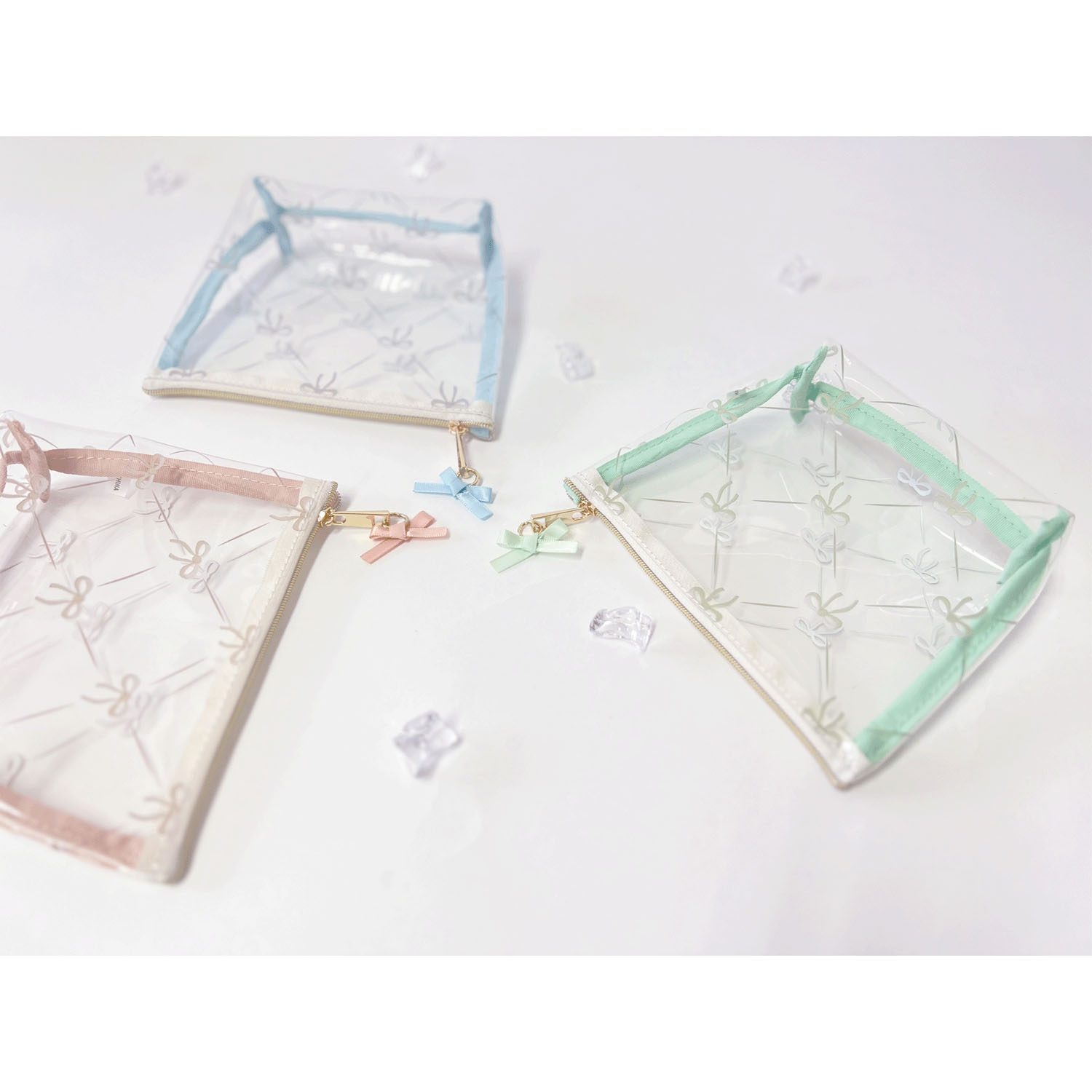 クリア舟形ポーチ リボン