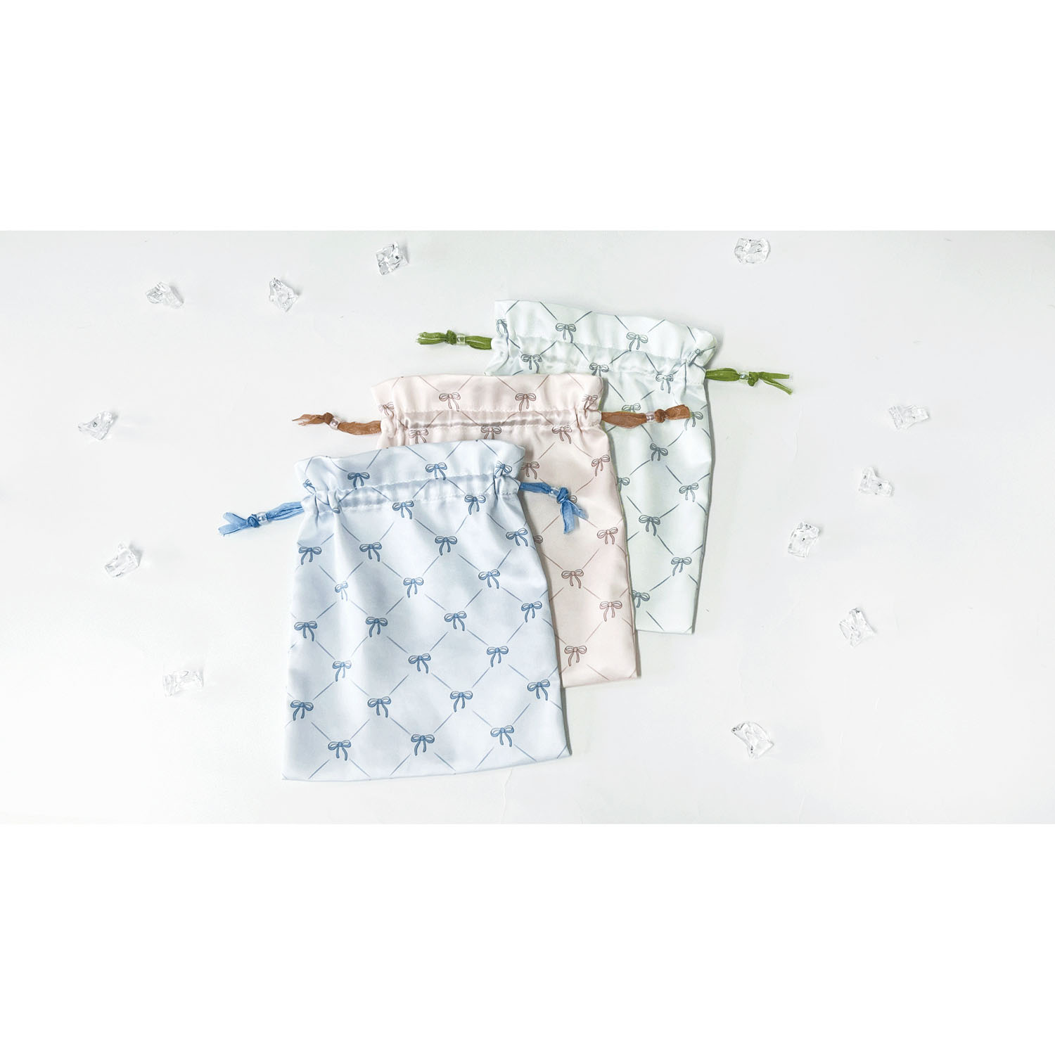 サテン 巾着ポーチ リボン - 画像1