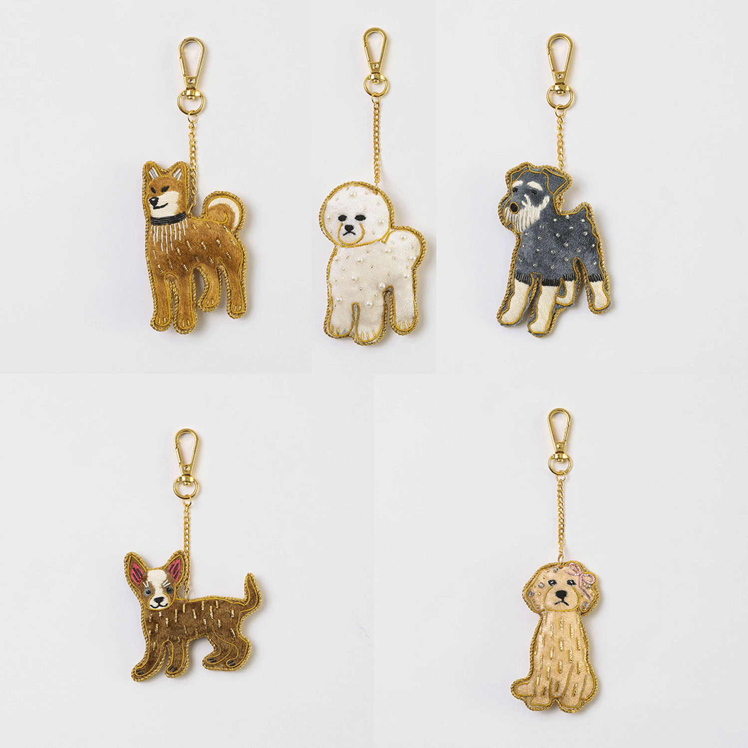 ザリ刺繍 キーホルダー犬 - 画像1