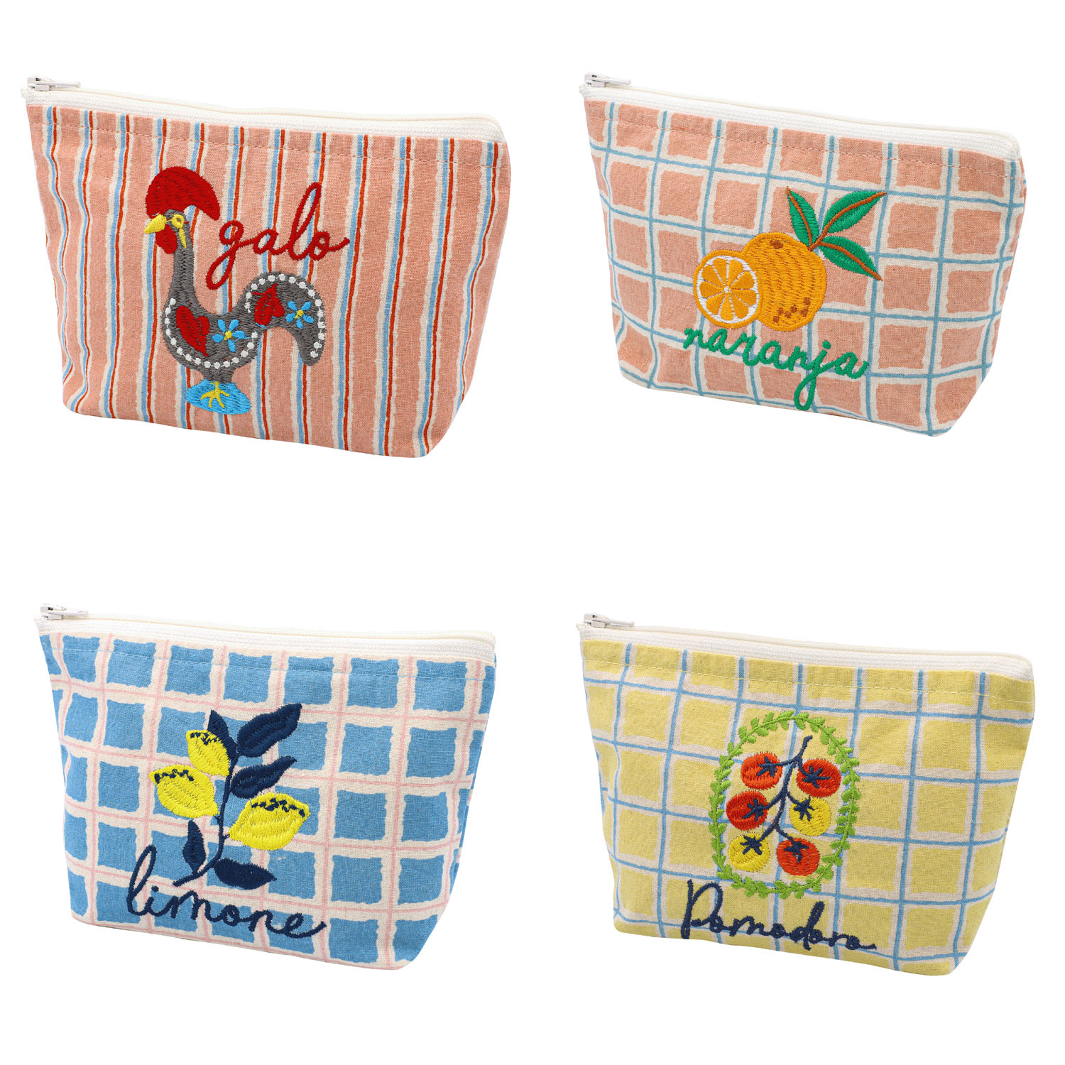 マチ付きポーチ 南欧モチーフ