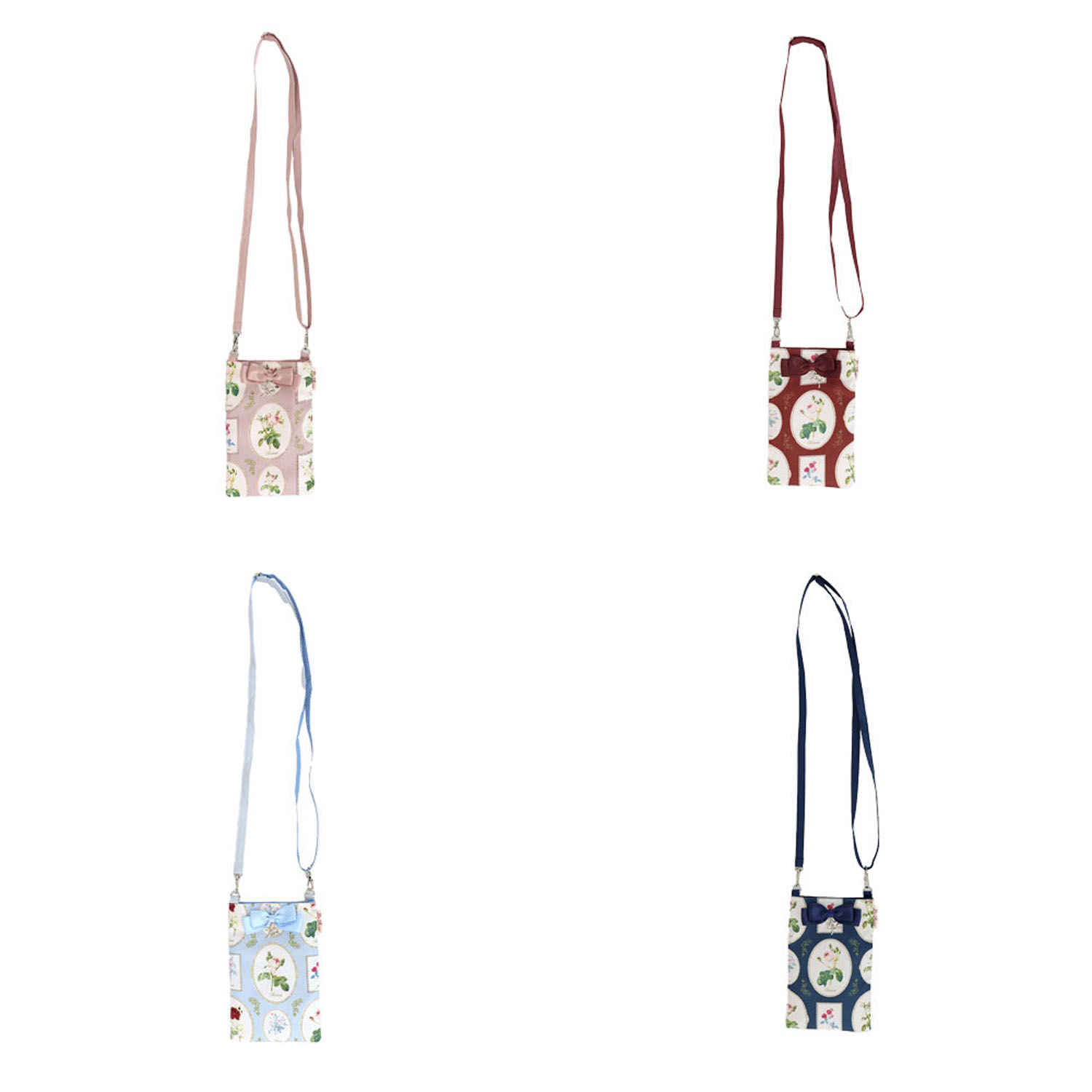 ルドゥーテ フレーム柄リボン付き スマホポシェット