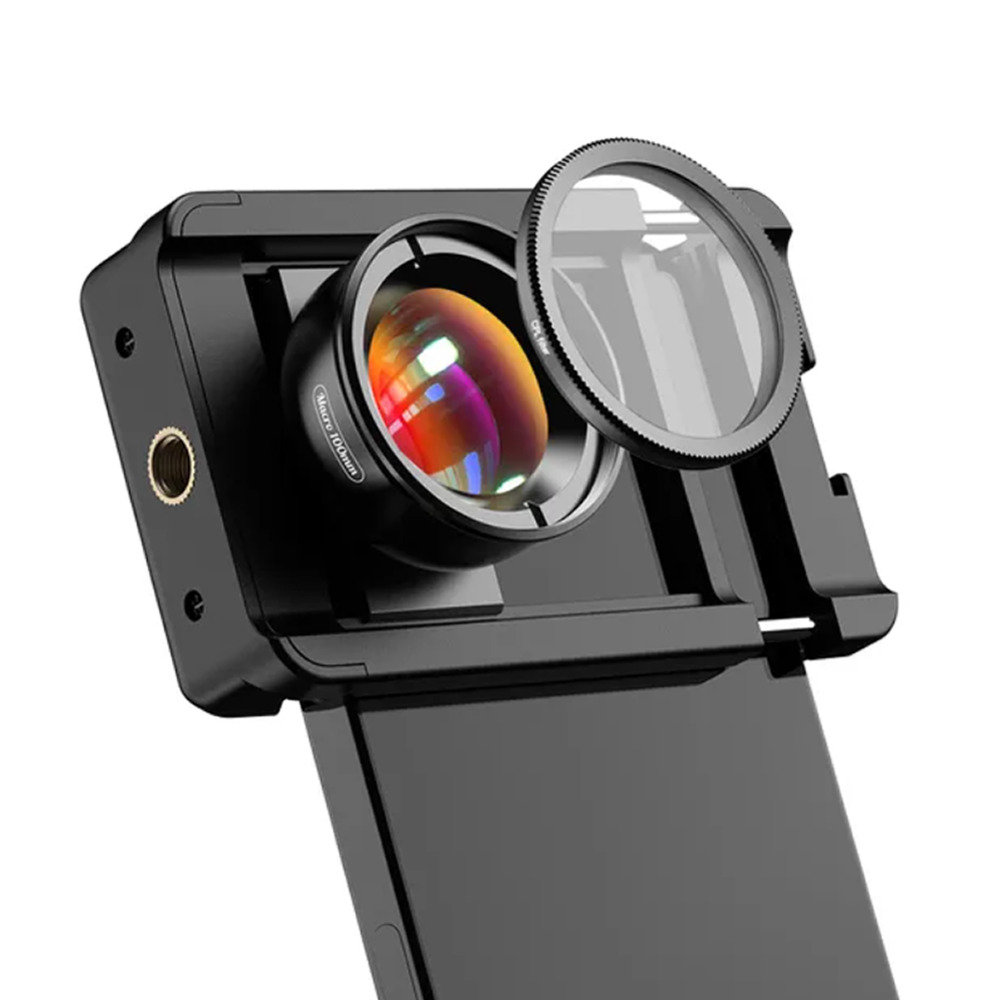 APEXEL スマホ用マクロレンズキッド 100mm 虫眼鏡 携帯電話 ケース付き CPLフィルター付き スマートフォン iPhone android
