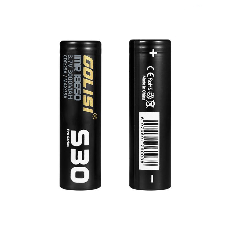 ゴリシ Golisi S30 IMR 18650 3000mAh 35A  2個入り フラットトップ リチウムイオン充電池 バッテリー