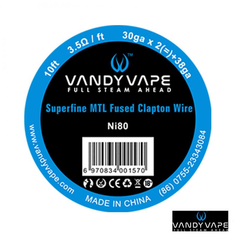 バンディベイプ Vandy vape Ni80 Superfine MTL フューズド クラプトン ワイヤー 10ft | 30ga*2(=)+38ga (3.5ohm/ft)