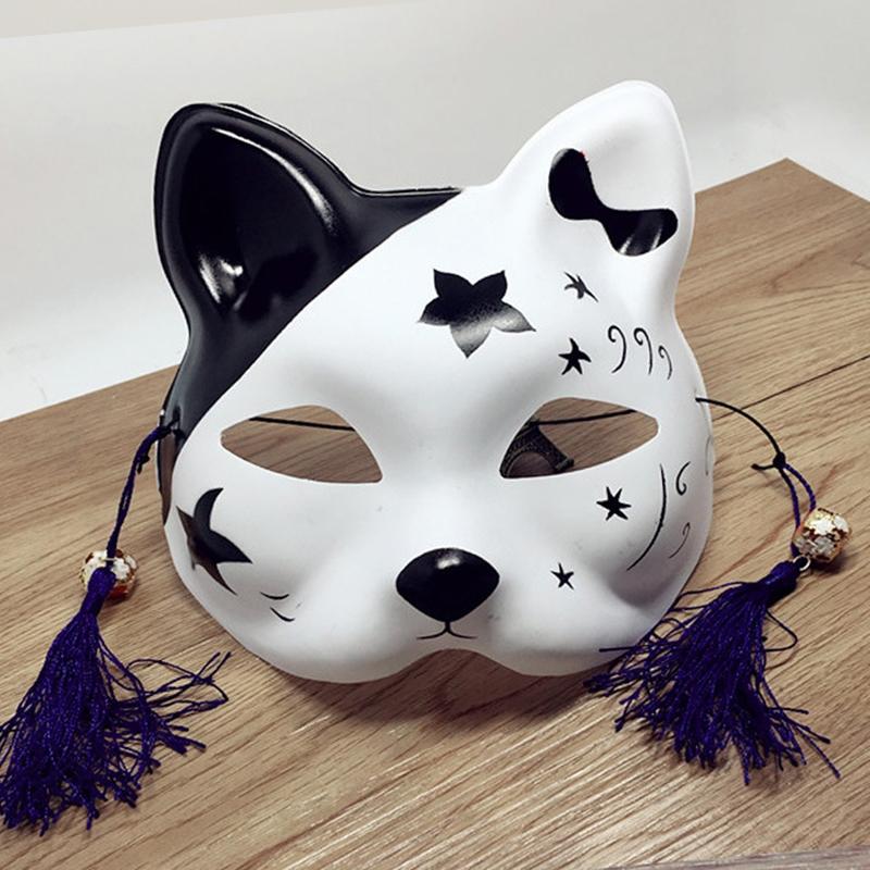 ハロウィン 狐のお面 マスク 仮面 プラ製 コスプレ ハーフマスク マスカレード パーティー 狐面 | 黒ポップ