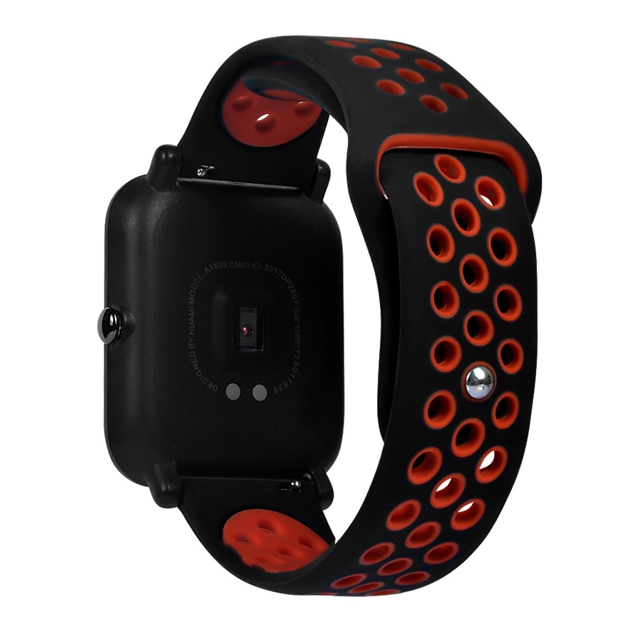 Xiaomi Huami Bip BIT 交換ベルト Amazfit PACE Lite 時計ストラップ 交換 Youth Smart Watch Amazfit Youth ダブルカラー シリコンバンド | ブラックレッド