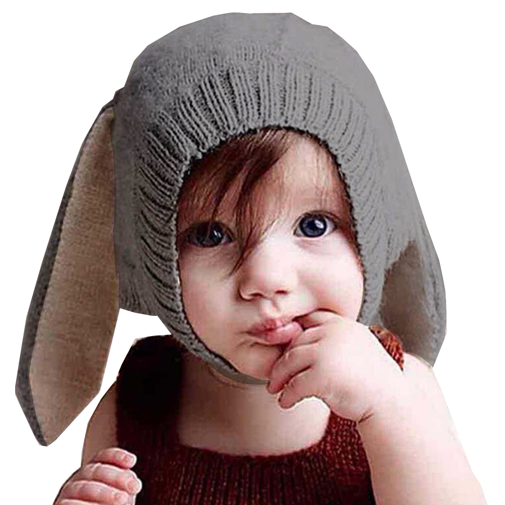 赤ちゃん 帽子 うさみみ ウサギの耳 ベビー帽子 ソフト 暖かい ニット帽 幼児 可愛い 秋 冬 キッズ 女の子 男の子 | グレー