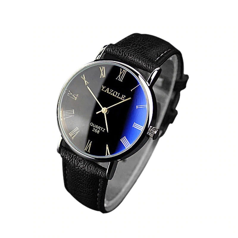 腕時計 イアゾール アナログ クォーツ時計 メンズファッション カジュアル レザーストラップ | ブラック