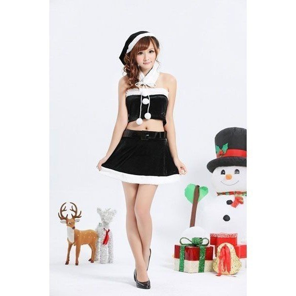 コスプレ 衣装 サンタクロース クリスマス パーティー 仮装 セパレート 黒 KRS-1222