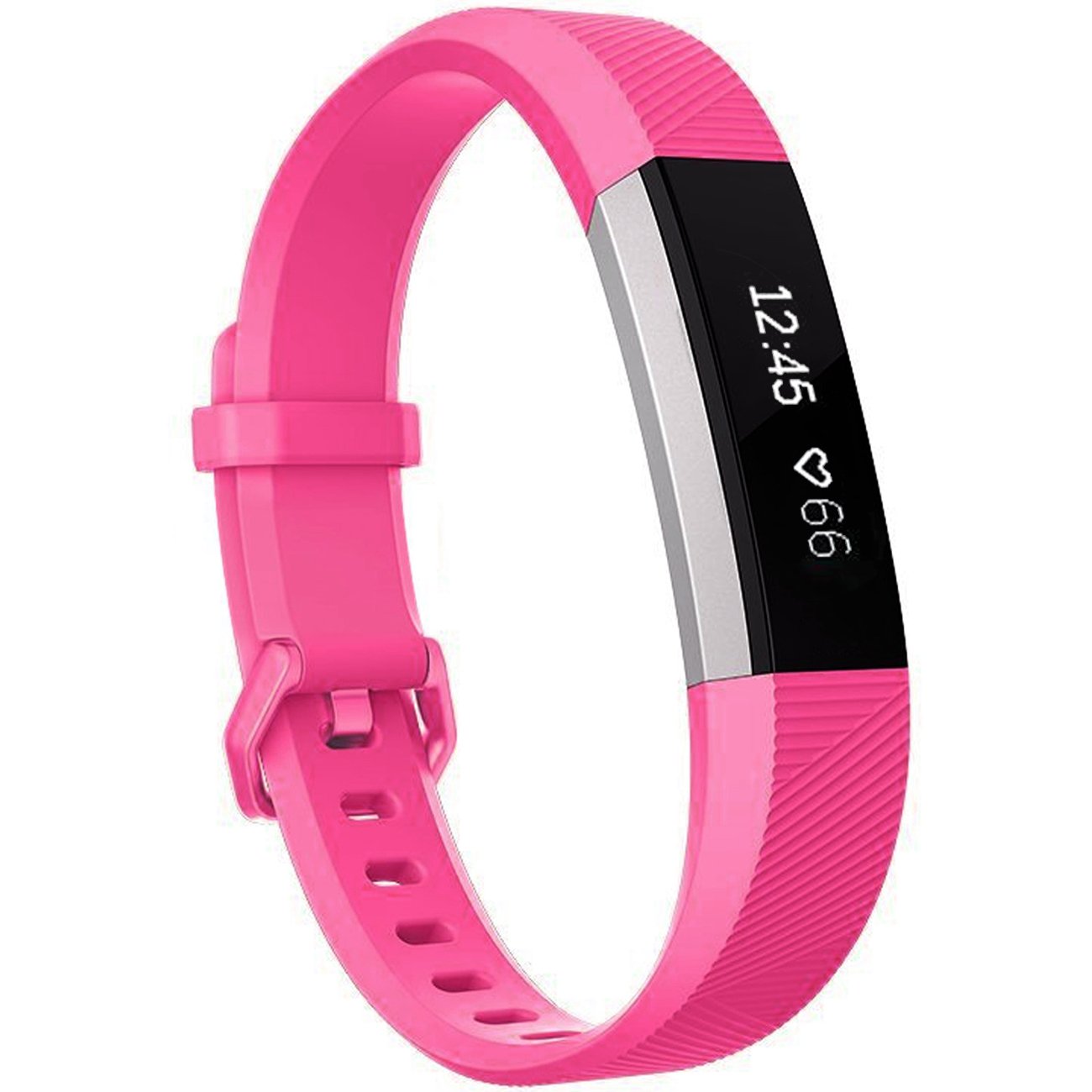  12色 シリコン時計バンド 交換 FitbitアルタHR リストバンド シリコンストラップ クラスプ スマートリストバンド時計  | バリエーション:ピンク