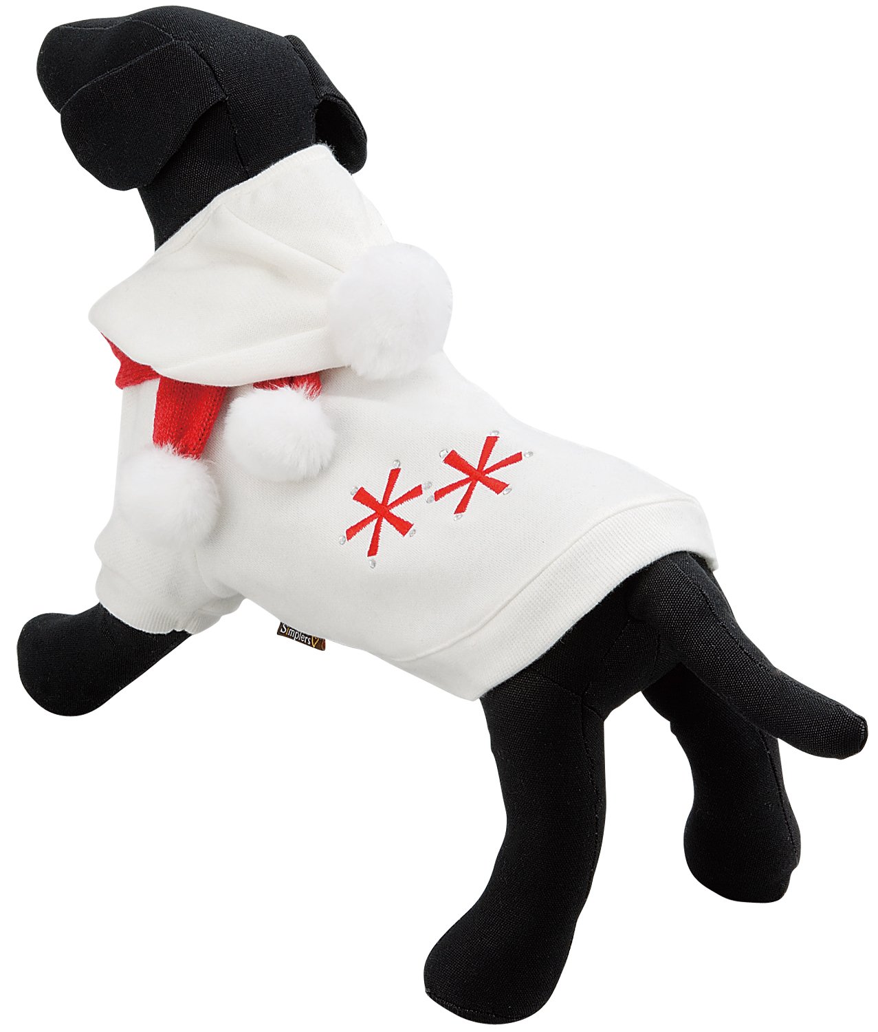 犬 洋服 SimplersV ポンポン マフラー 帽子付き トレーナー SD | オフホワイト 