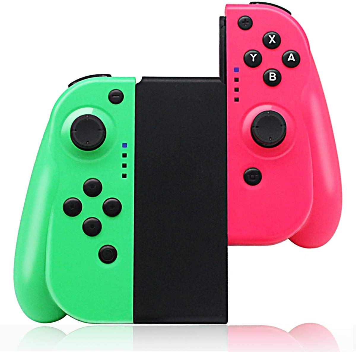 だま屋 / スイッチ Nintendo switch ジョイコン Joy-Con互換 グリーン ピンク グリップ付き ワイヤレス 振動
