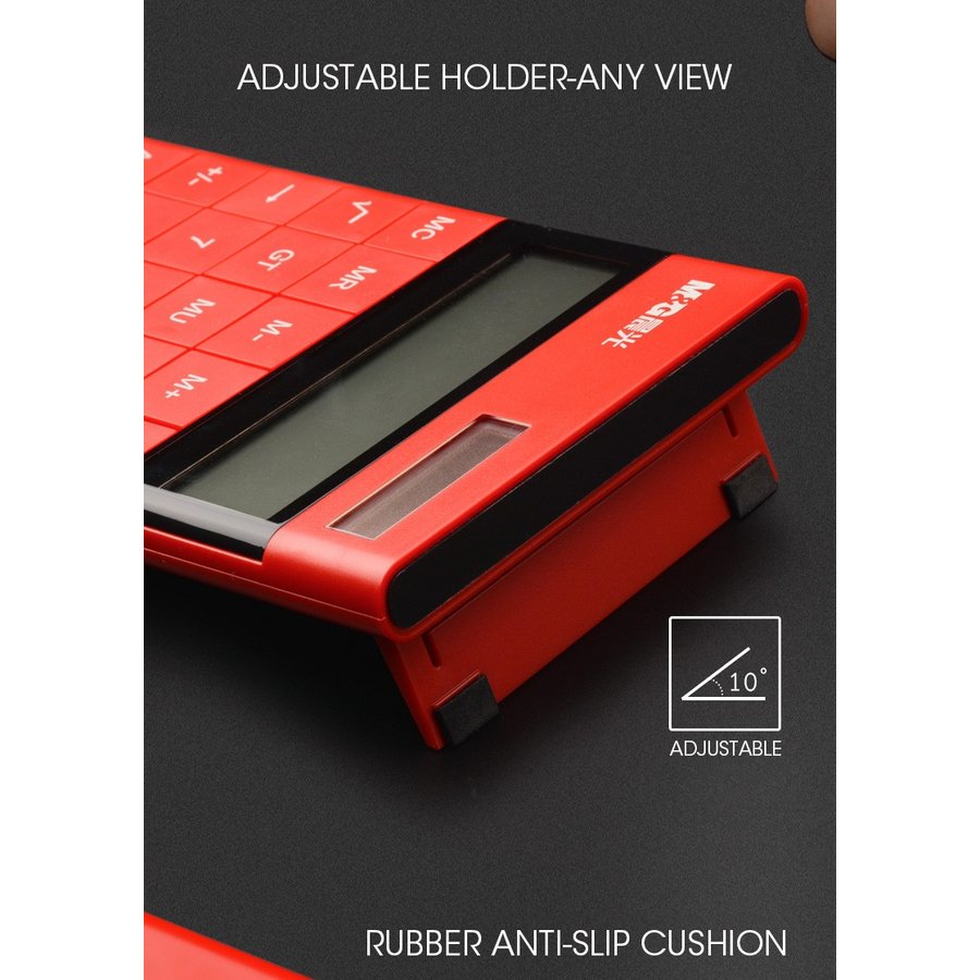 だま屋 / 12桁 モダン 電卓デュアルパワーM＆Gカラーキュキュレーターかわいい小さなソーラー電卓科学計算機 | 赤 Red