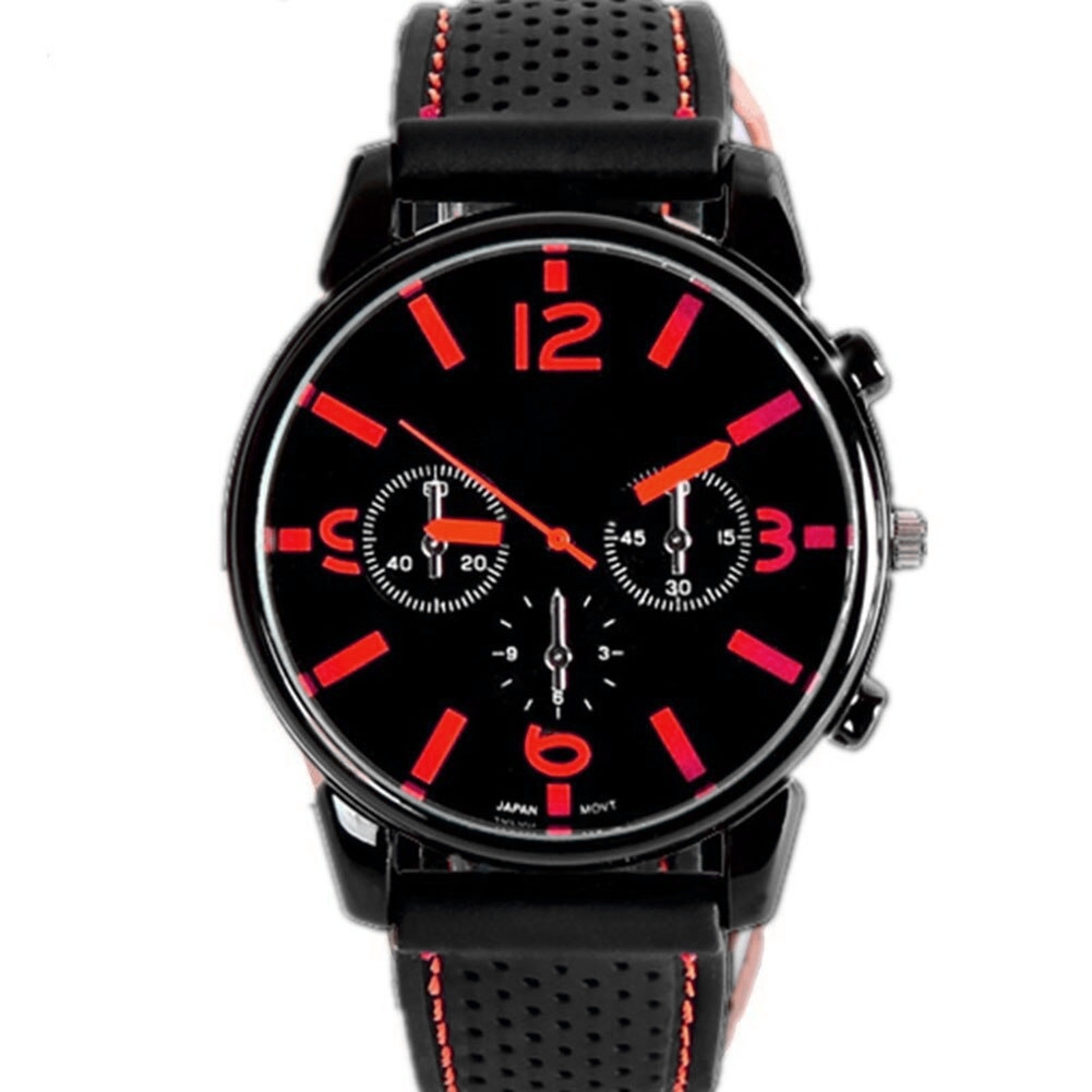 クール メンズ 腕時計 カジュアルブランド　時計 ファッション  ブラック レッド 黒 | 赤