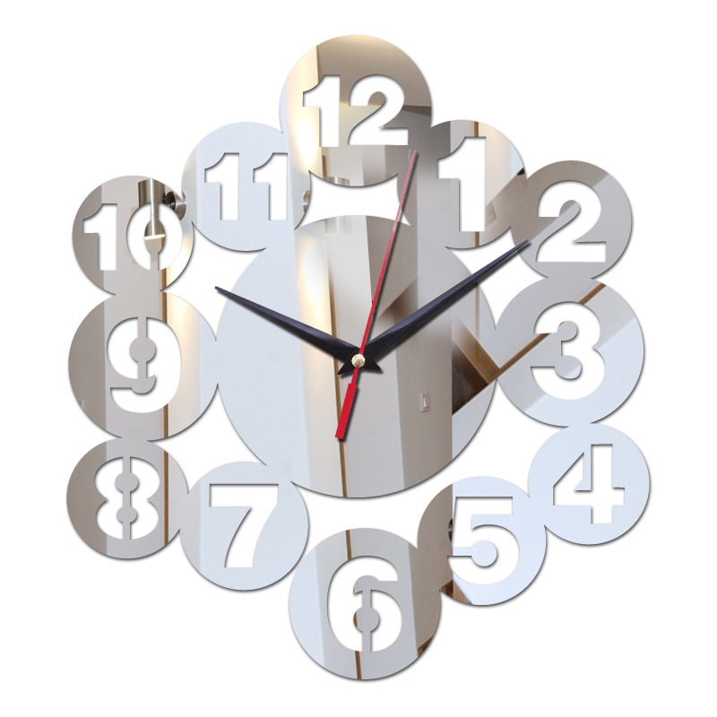 ウォールクロック アクリル 時計 horloge  clock モダン デザイン 大きな 装飾 マルチスライスセット  | シルバー