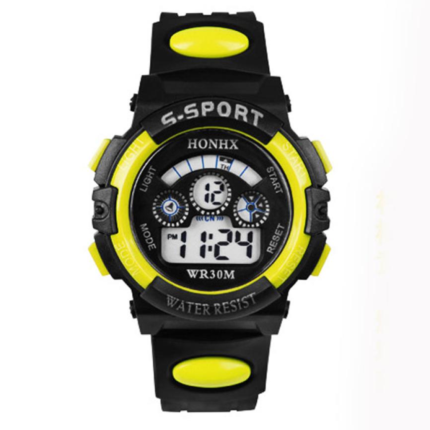 腕時計 防水 メンズ 少年 デジタル led クォーツ アラーム 日付 スポーツ腕時計 | 黄