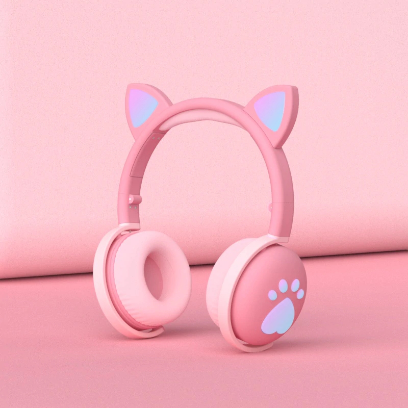 だま屋 Aikswe ヘッドフォン Bluetooth グローイング かわいい Led 猫耳 女の子 ギフト 子供 ヘッドセット ワイヤレス ハイファイステレオ 低音 3 5 ミリメートル ピンク ボックス付き