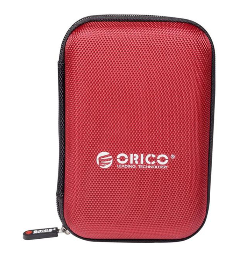 オリコ 保護袋ボックス 2.5 インチ ハードケース 収納 保護ケース HDD SSD用 | レッド