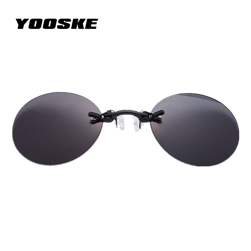 yooske アクセサリー 眼鏡 サングラス ケース無し ビンテージ ノーズクリップ ハッカー エンパイア マトリックス モーフィアス リムレス 円形 アイウェア UV400 | ブラック