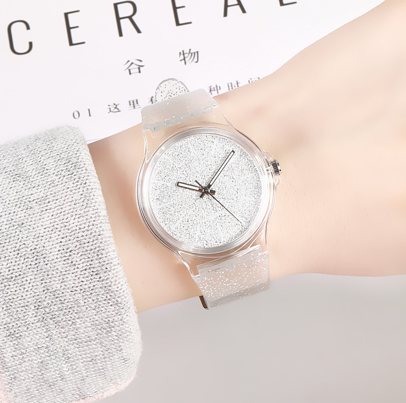 グリッター ファッション ゼリー シリコン 時計 透明 プラスチック レディース腕時計 かわいい ユニーク 腕時計 レディース おしゃれ | ニューホワイト