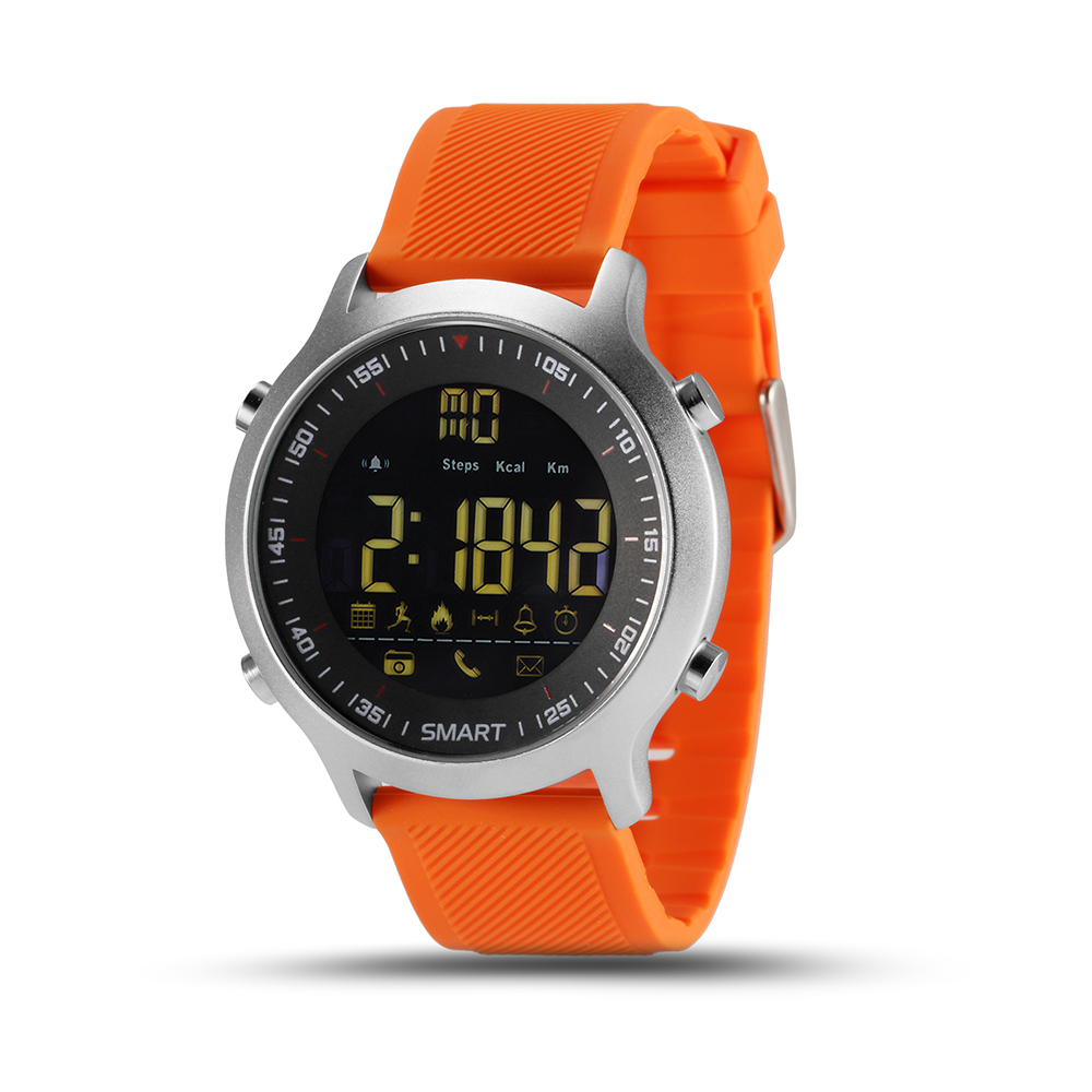 スマートウォッチ EX18 スポーツ 運動 IP67防水 長時間バッテリー Bluetooth 歩数 距離 カロリー 多機能腕時計 | カラー:オレンジ