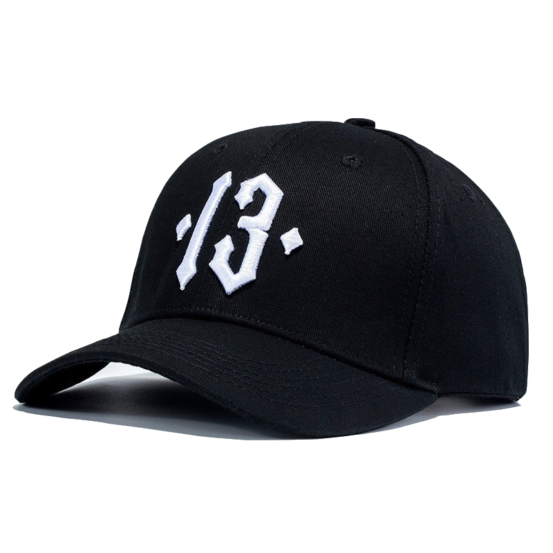 ナンバー 13 ベース ボール キャップ 野球帽 帽子 スポーツ プリント ロゴ テキスト 刺繡 デザイン カジュアル ソリッド ハット 男性 女性 スナップバック アウトドア ヒップホップ ストリートウェア | ブラック