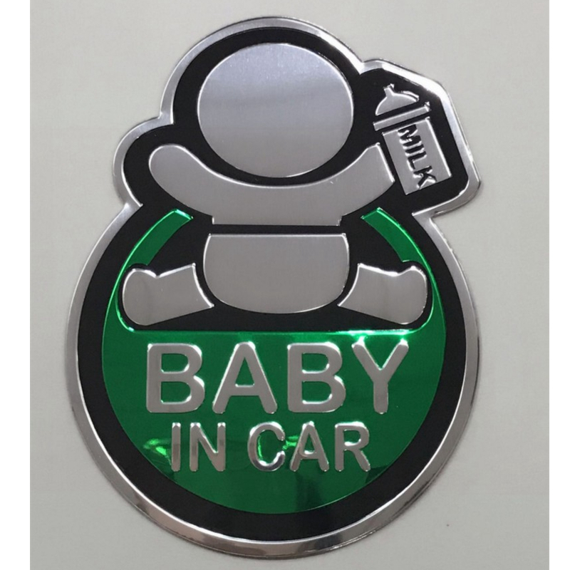 ベビーインカー ステッカー baby in car アルミステッカー 赤ちゃんが乗っています 赤ちゃん 車 | 緑