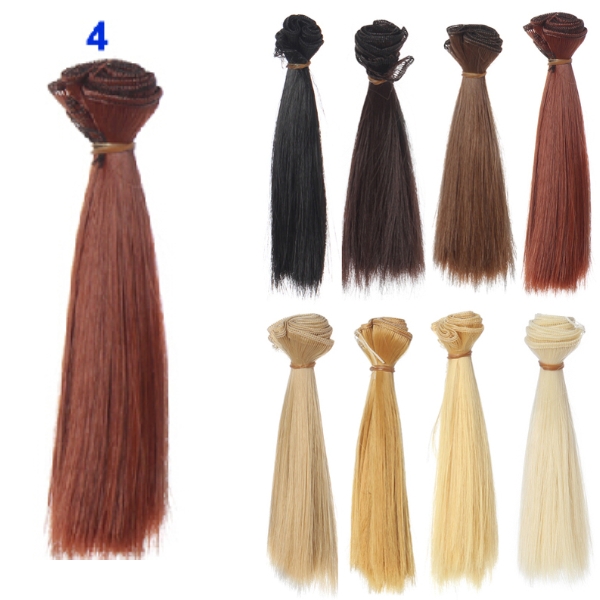 ウィッグ繊維 髪の毛 かつら DIY 15cm * 100CM ブラックゴールドブラウンカーキ白い灰色の短いストレート | 4
