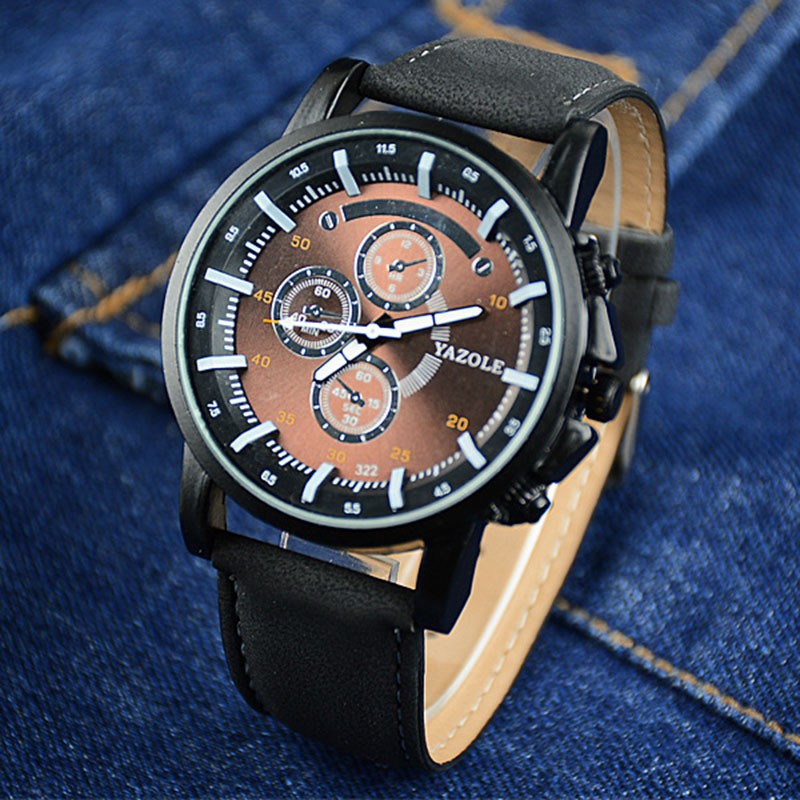 YAZOLE ウォッチ メンズ腕時計 ファッション腕時計 メンズ トップブランド ギフト 父の日 | 黒×盤面ブラウン