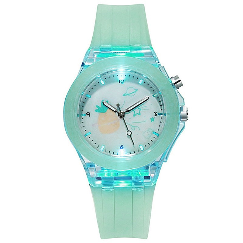 蛍光腕時計 ナイトイルミネーション 子供向け腕時計 かわいいイラストの時計 チャイルドギフト 腕時計 | フルーツグリーン