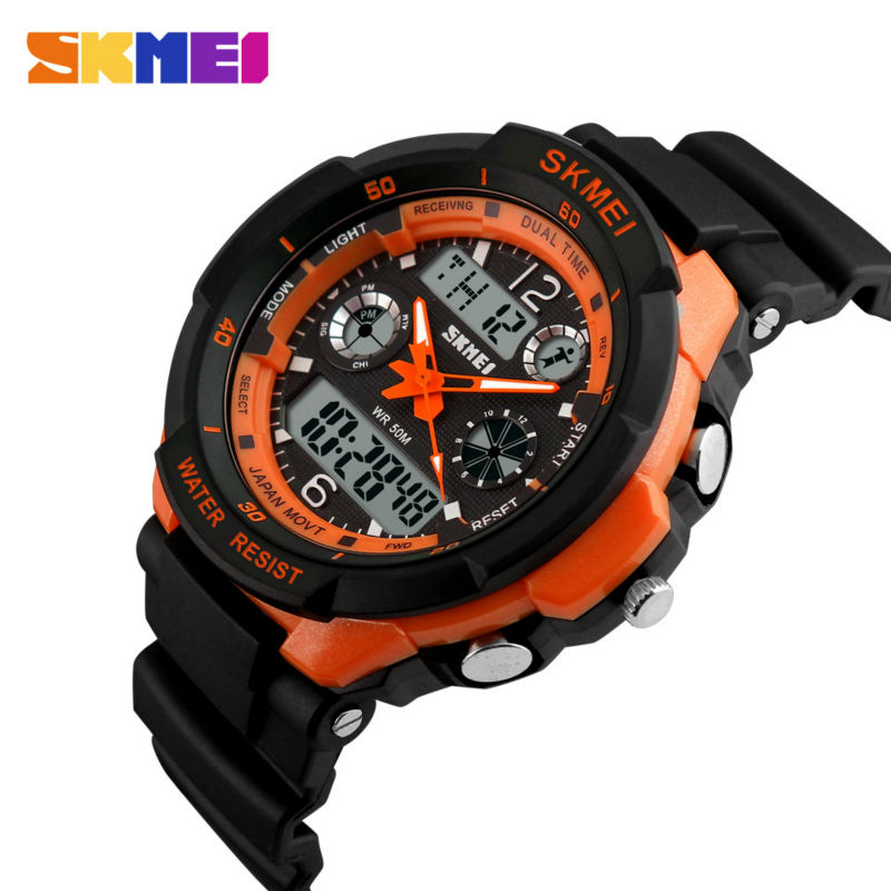 SKMEI高級ブランドスポーツ時計　耐衝撃性のメンズLED時計ミリタリーデジタルクォーツ腕時計　Relogio Masculino 0931  | ニューオレンジ