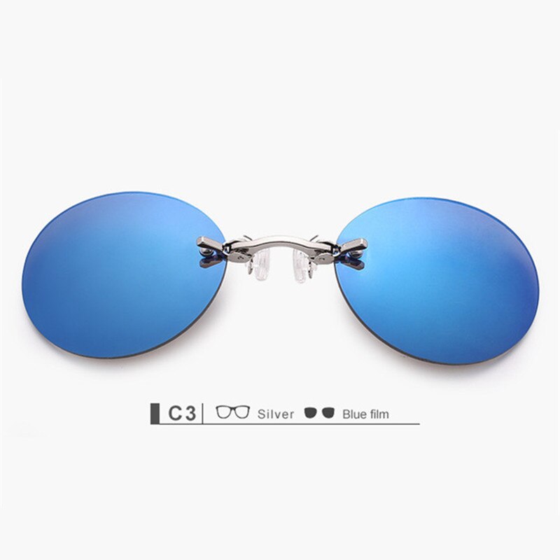 アクセサリー　ファッション　眼鏡　サングラス　ビンテージ　円形　マトリックス　モーフィアス　リムレス　UV400　アイウェア | 青