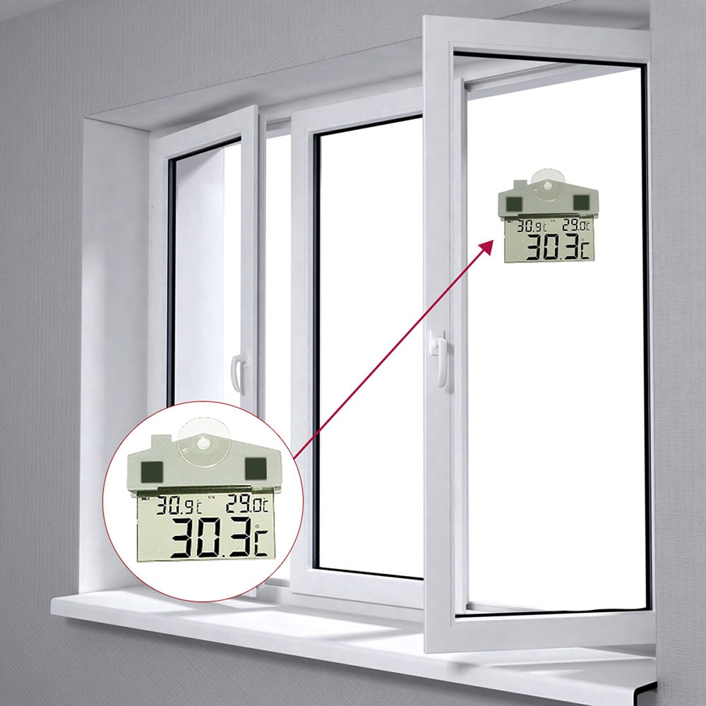 多機能 屋外/屋内 LCDディスプレイ 吸盤付き デジタル温湿度計ミニ|スマート温度制御システム| 