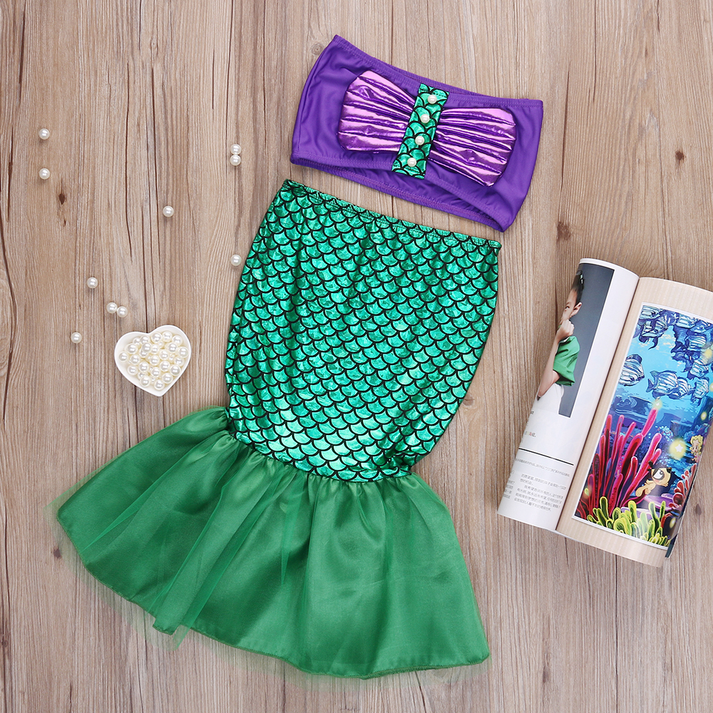 だま屋 人魚姫ドレス マーメイド 130cm 子供 キッズ コスプレ衣装 ハロウィン アリエル ディズニー 緑-130
