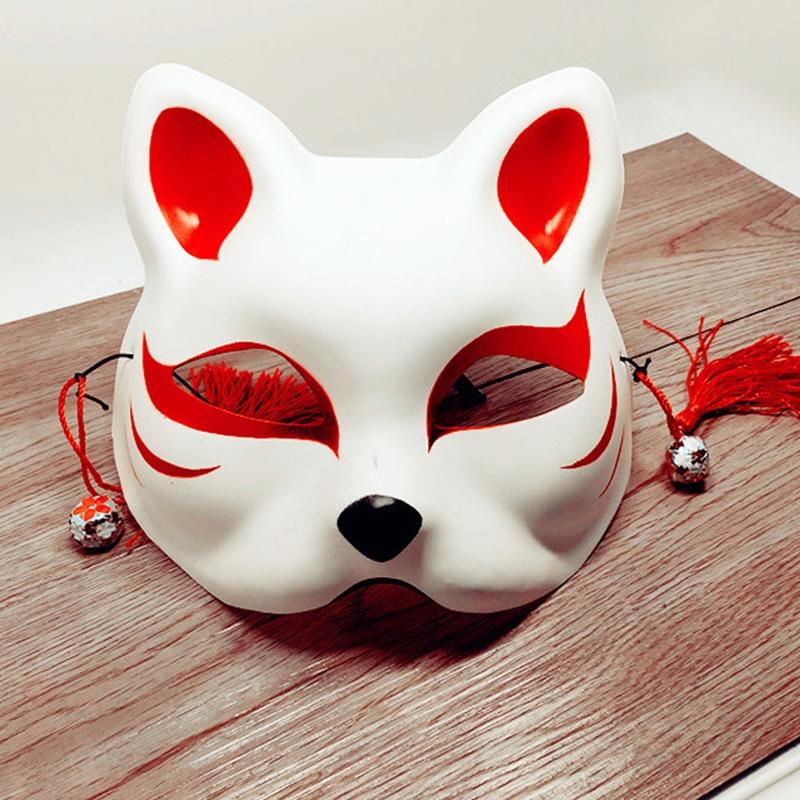 ハロウィン 狐のお面 マスク 仮面 プラ製 コスプレ ハーフマスク マスカレード パーティー 狐面 | 赤隈取