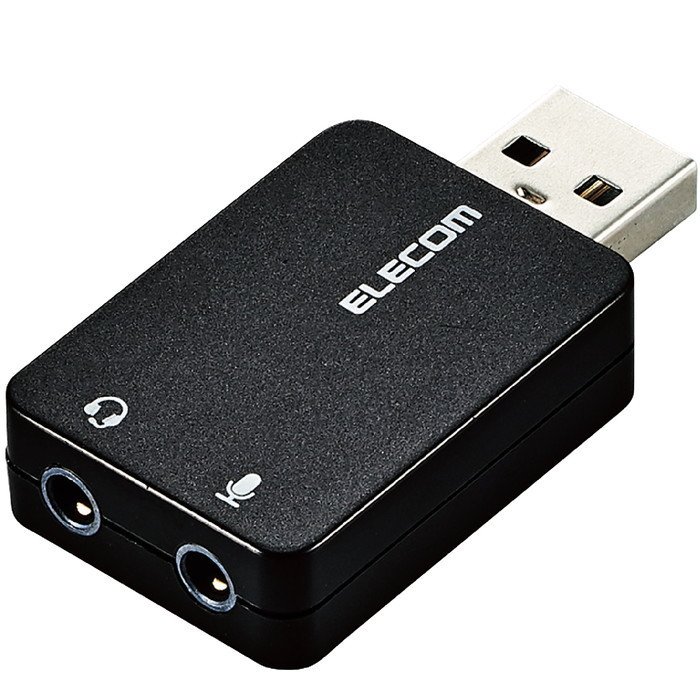 エレコム USB オーディオ変換アダプタ USB-AADC01BK USB-φ3.5mm マイク入力 直挿し コンパクト イヤホン ヘッドフォン 変換 | ブラック