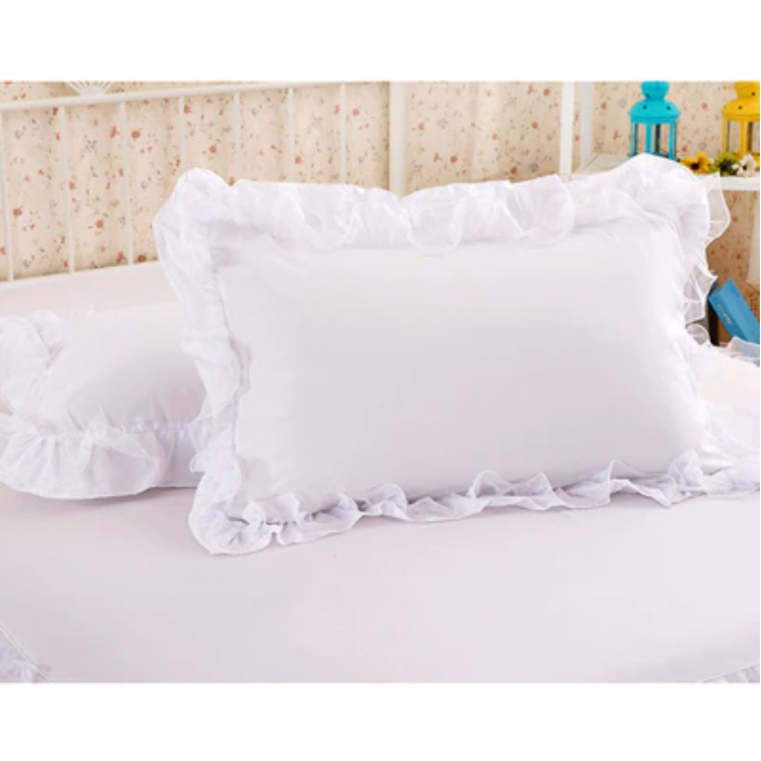 2枚セット プリンセス レース クッション 枕 カバー ピロー ケース リネン リビング 居間 ベッド ルーム 寝室 | 白