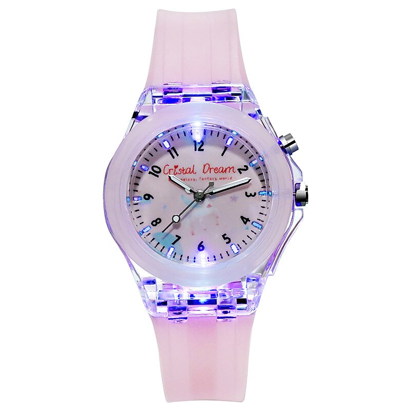 子供向けの時計 ファッション時計 シリコンバンド 光る時計 かわいい子供の腕時計 子供に贈るギフト|腕時計 | ピンク
