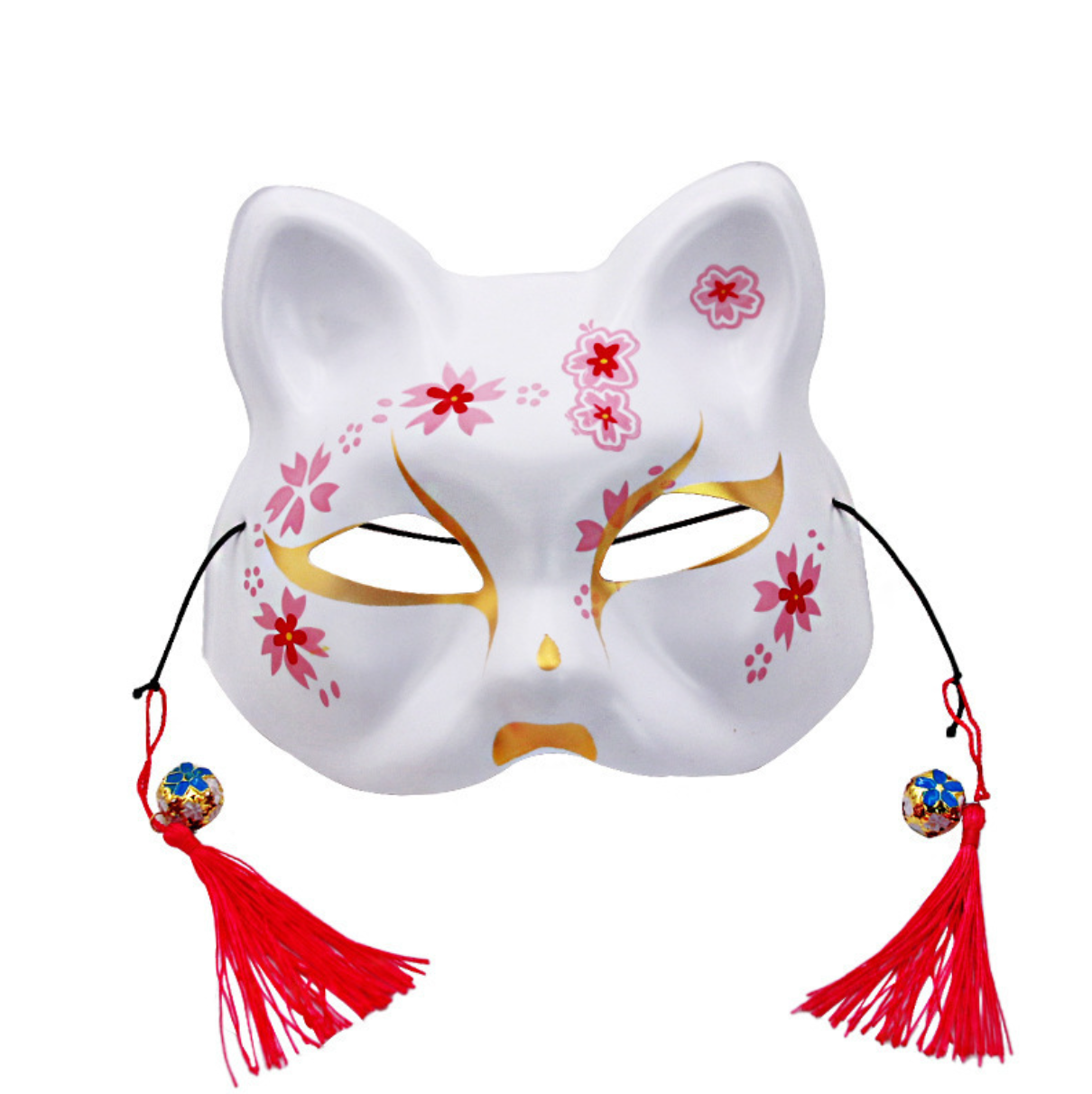 狐のお面 マスク 仮面 プラ製 コスプレ ハーフマスク マスカレード パーティー 狐面 ハロウィン | 桜模様白