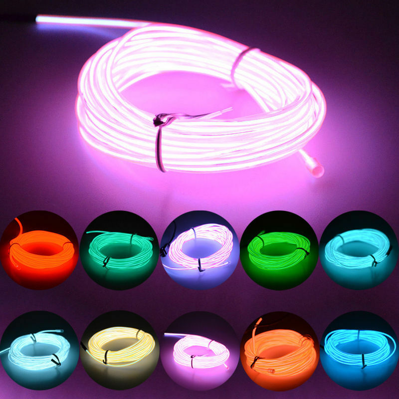 ネオン LEDライト グローELワイヤー ストリングストリップロープ チューブ 装飾 カーパーティー コントローラーvv | ピンク
