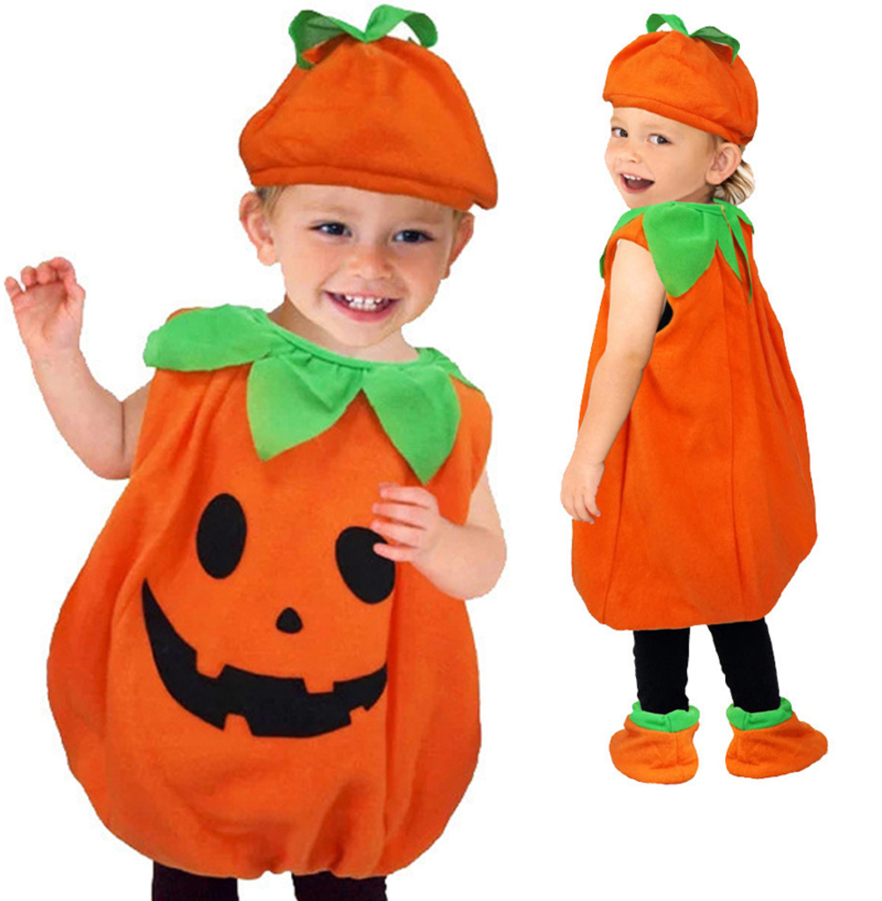 ハロウィン かぼちゃ コスプレ キッズ用 衣装 ３点セット 赤ちゃん かわいい 男の子 女の子 着ぐるみ パンプキン おばけ なりきり | 80cm