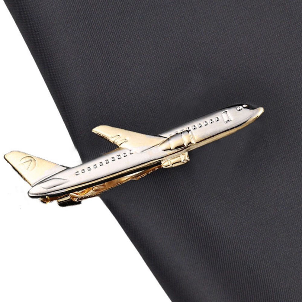 飛行機の形 男性のネクタイクリップ パイロット ビジネス 高品質のカフスボタン ネクタイクラスプ 男性のスーツ ウェディングギフト|ネクタイピン 