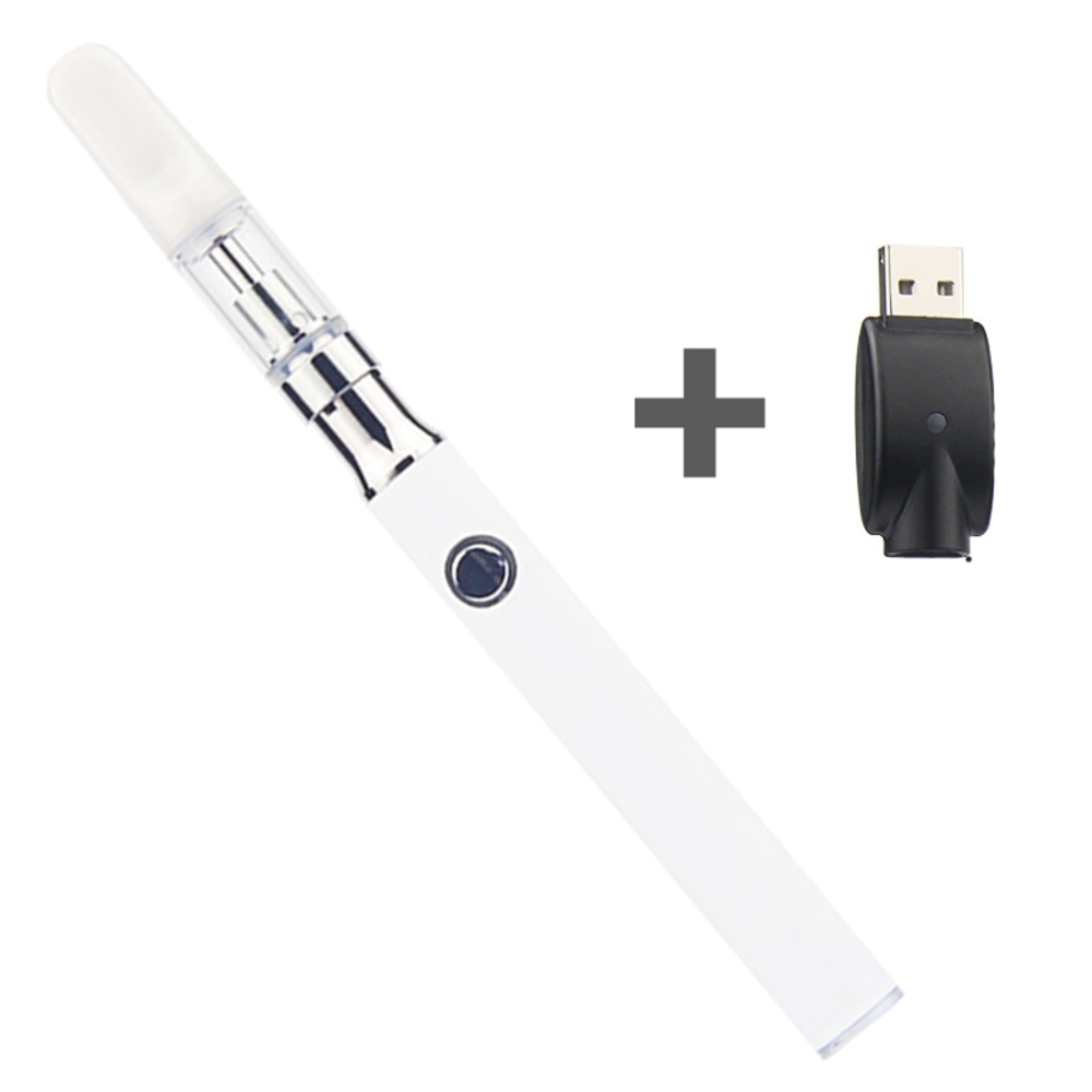 1個 CBD ベイプ ペンキット Eタバコ 510スレッドバッテリー USB充電器 セラミックコイル Rtaカートリッジ 気化器 電子タバコ  | 白-350mah
