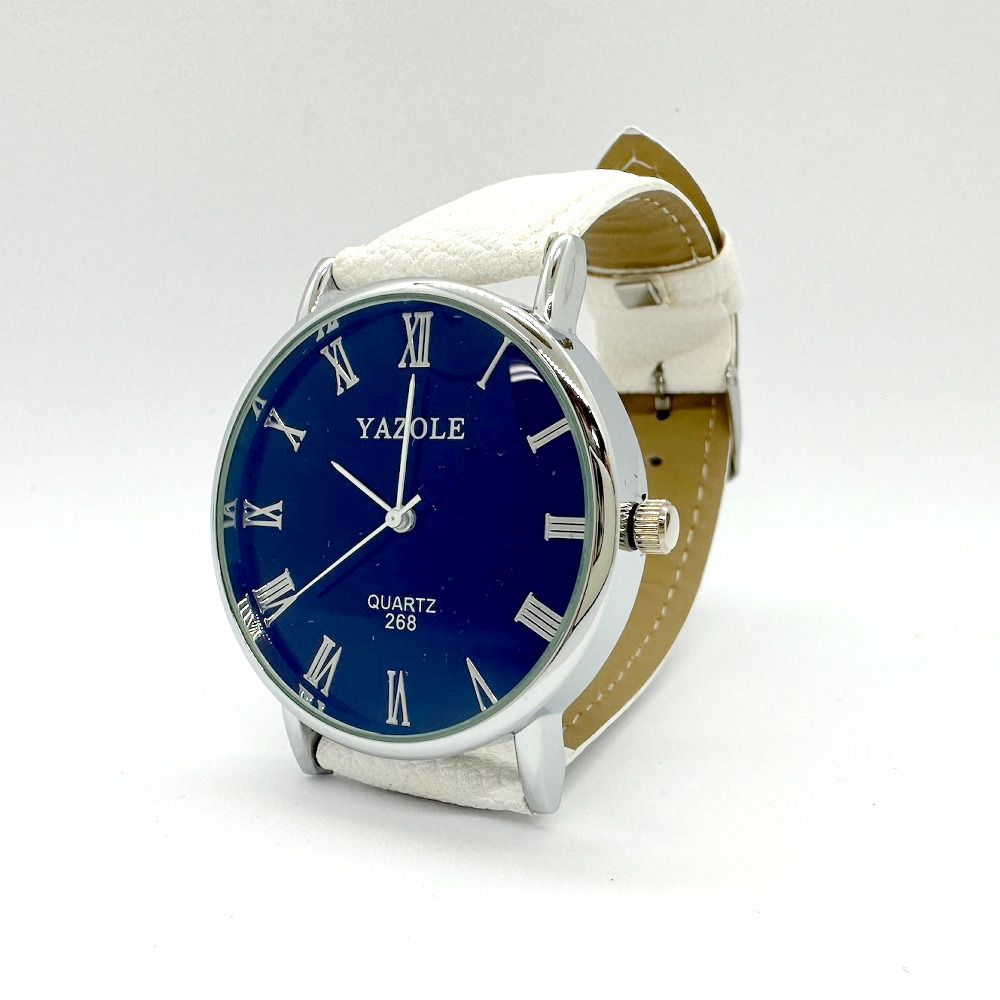 ヤゾール 腕時計 クォーツ時計 メンズファッション カジュアル ビジネス レザーストラップ メンズ 父の日 | 青×白