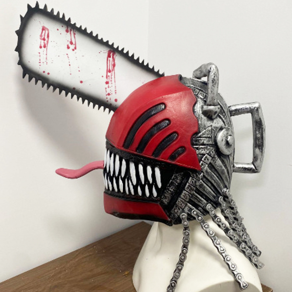 チェンソーマン マスク ゴム製 ハロウィン コスプレ デンジ ポチタ 衣装 コミケ イベント リアル ヘルメット 仮面 ホラー | 舌あり