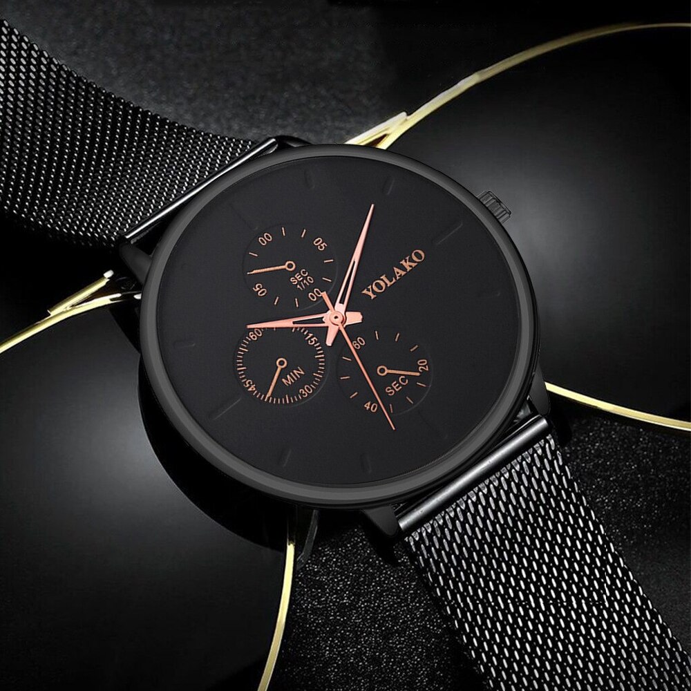 ユニセックスシルバー×ブラック　シンプルメンズ腕時計　おしゃれ　ブラック　韓国